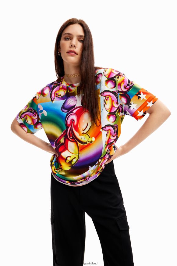 Desigual Women Multicolour oversize Mickey Mouse T-shirt Clothing PFVZ0B14