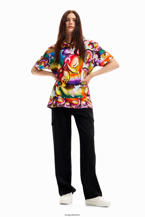 Desigual Women Multicolour oversize Mickey Mouse T-shirt Clothing PFVZ0B14