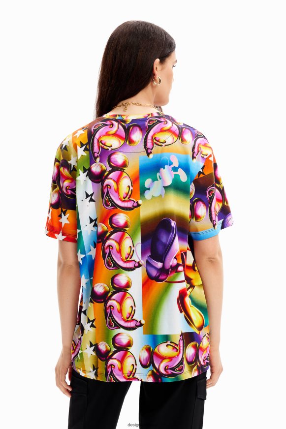 Desigual Women Multicolour oversize Mickey Mouse T-shirt Clothing PFVZ0B14