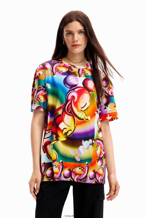 Desigual Women Multicolour oversize Mickey Mouse T-shirt Clothing PFVZ0B14