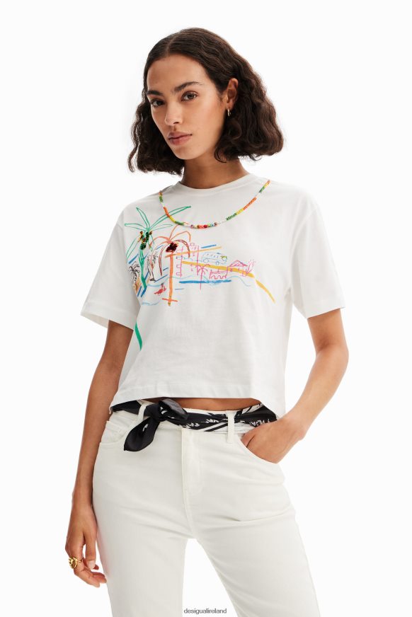 Desigual Women Necklace illustration T-shirt Clothing PFVZ0B606