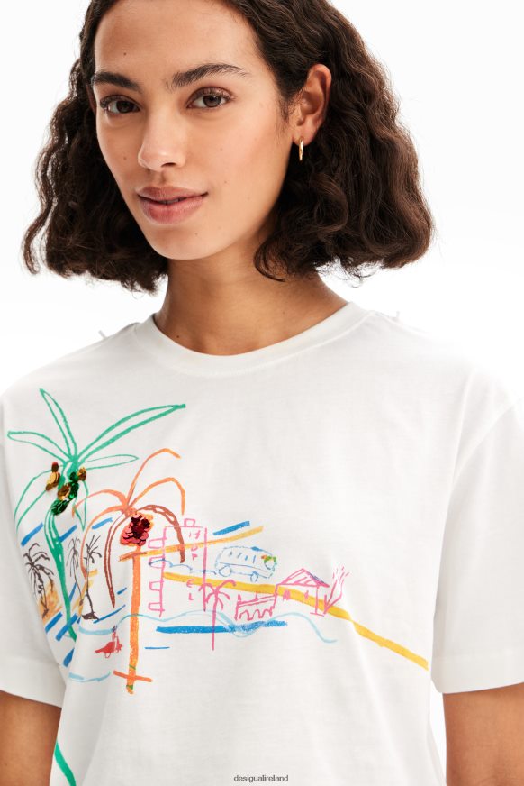 Desigual Women Necklace illustration T-shirt Clothing PFVZ0B606