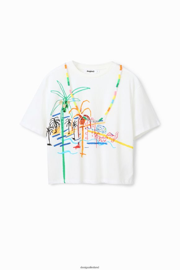 Desigual Women Necklace illustration T-shirt Clothing PFVZ0B606