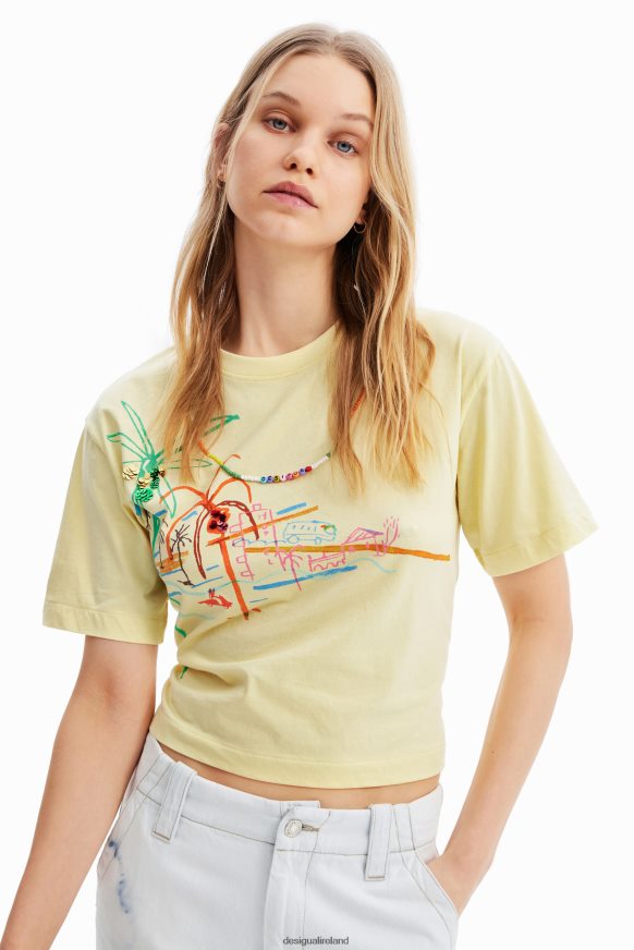 Desigual Women Necklace illustration T-shirt Clothing PFVZ0B776