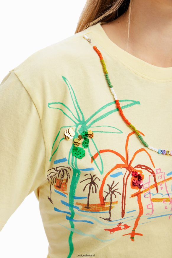 Desigual Women Necklace illustration T-shirt Clothing PFVZ0B776