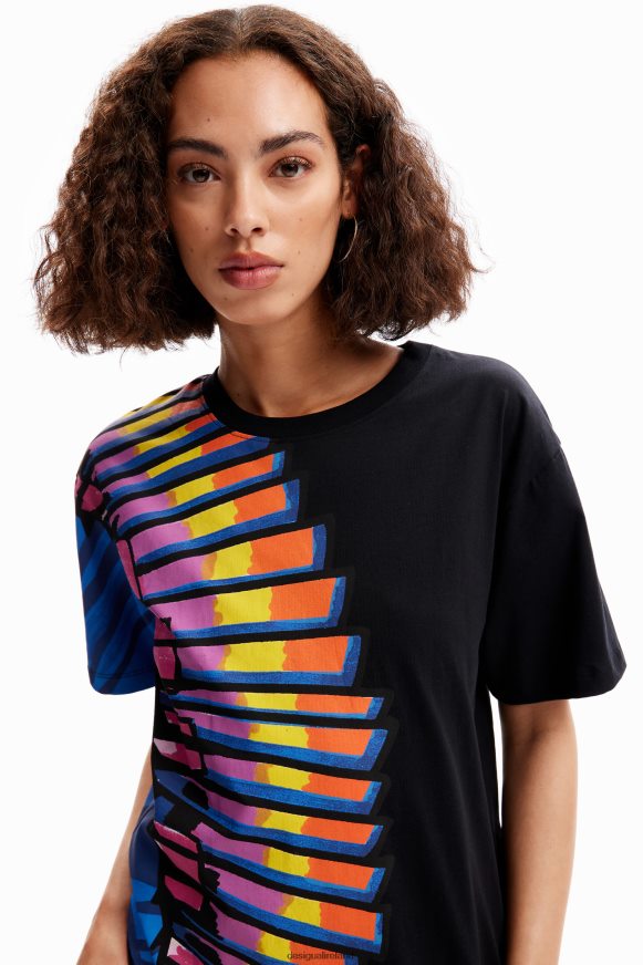 Desigual Women Oversize beaded tropical T-shirt Clothing PFVZ0B908