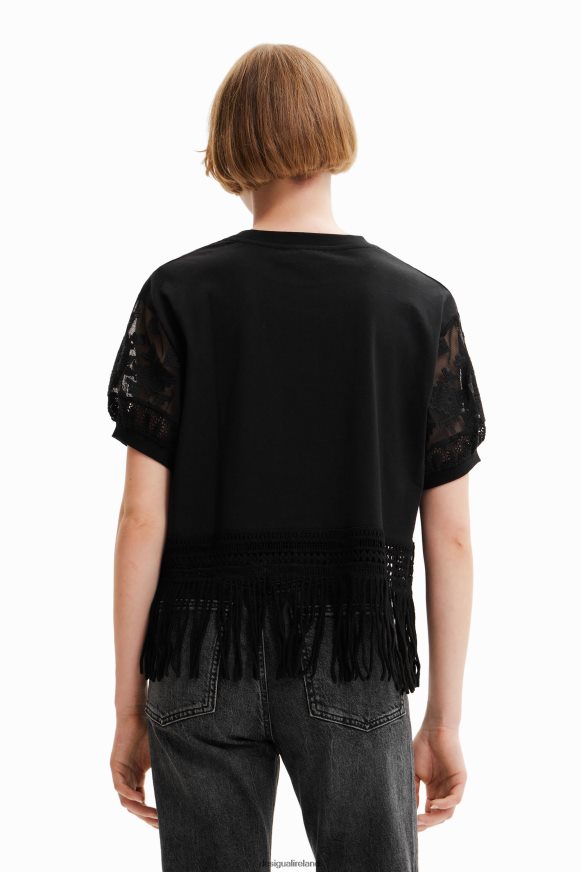 Desigual Women Oversize fringed T-shirt Clothing PFVZ0B385