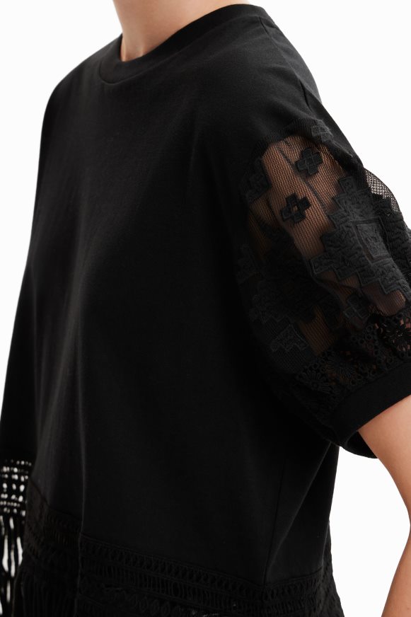 Desigual Women Oversize fringed T-shirt Clothing PFVZ0B385