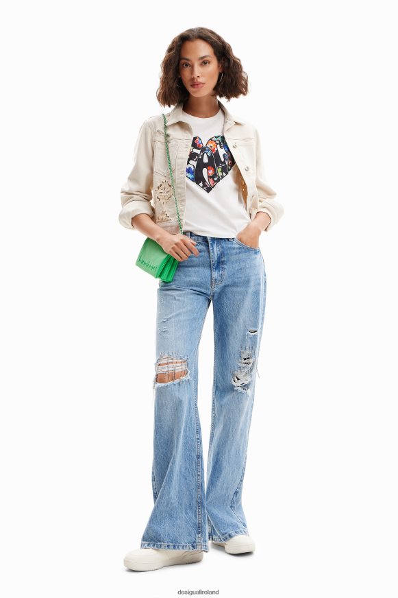 Desigual Women Peace heart T-shirt Clothing PFVZ0B925