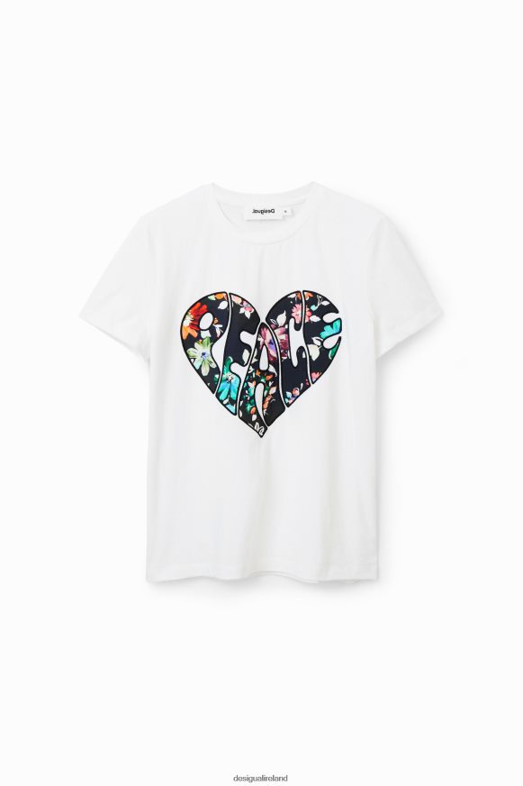 Desigual Women Peace heart T-shirt Clothing PFVZ0B925