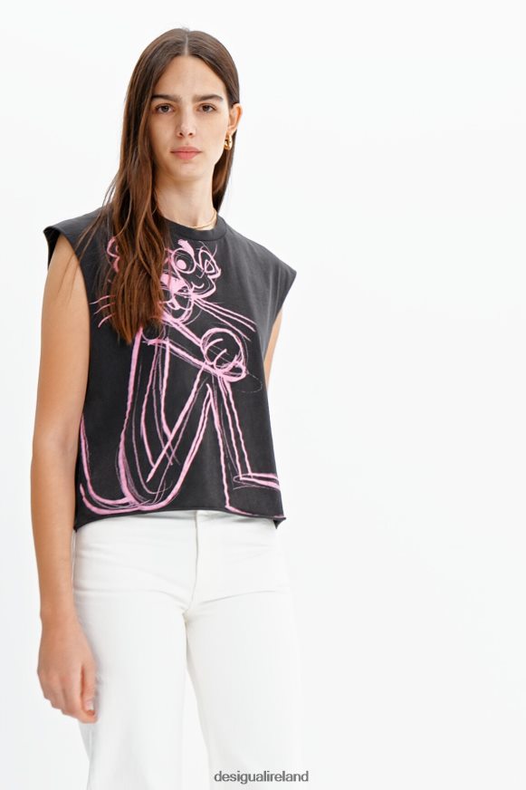Desigual Women Pink Panther sleeveless T-shirt Clothing PFVZ0B296