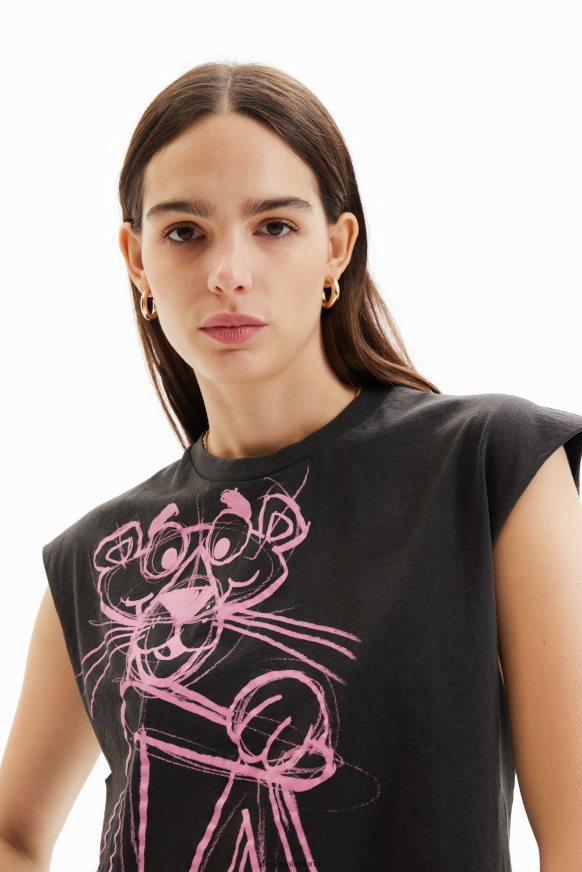Desigual Women Pink Panther sleeveless T-shirt Clothing PFVZ0B296