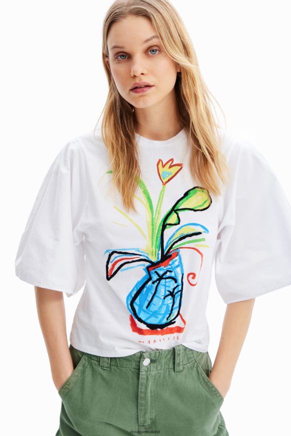 Desigual Women Poplin voluminous sleeve T-shirt Clothing PFVZ0B343