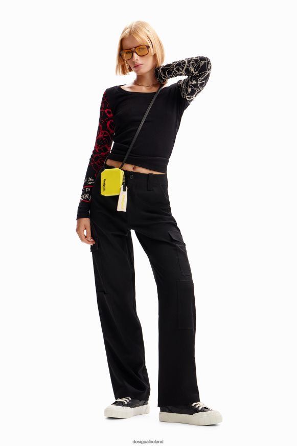 Desigual Women Ribbed brushstroke T-shirt Clothing PFVZ0B204
