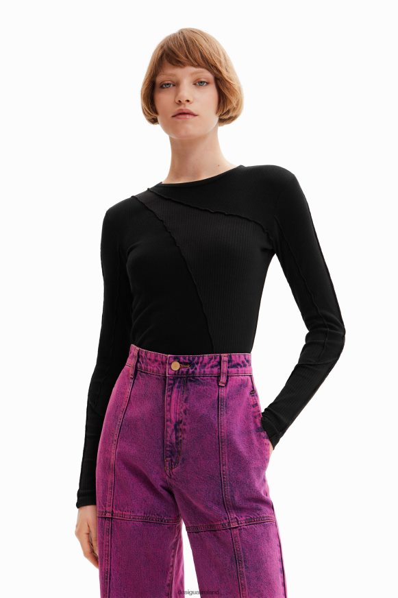 Desigual Women Ribbed patchwork T-shirt Clothing PFVZ0B145