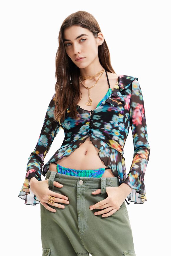 Desigual Women Ruffled floral T-shirt Clothing PFVZ0B608