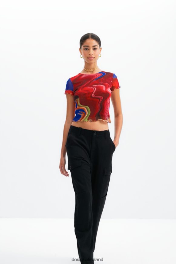 Desigual Women Short marbled tulle T-shirt Clothing PFVZ0B959