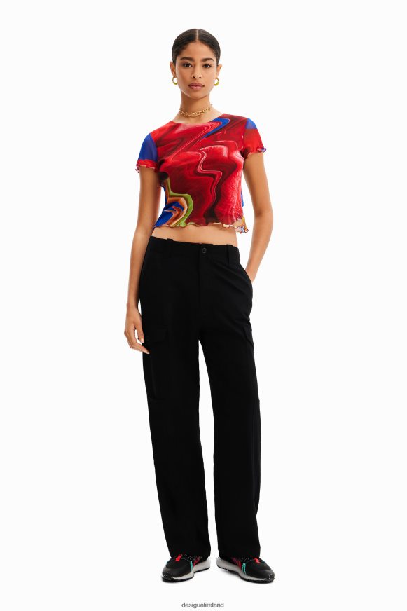 Desigual Women Short marbled tulle T-shirt Clothing PFVZ0B959