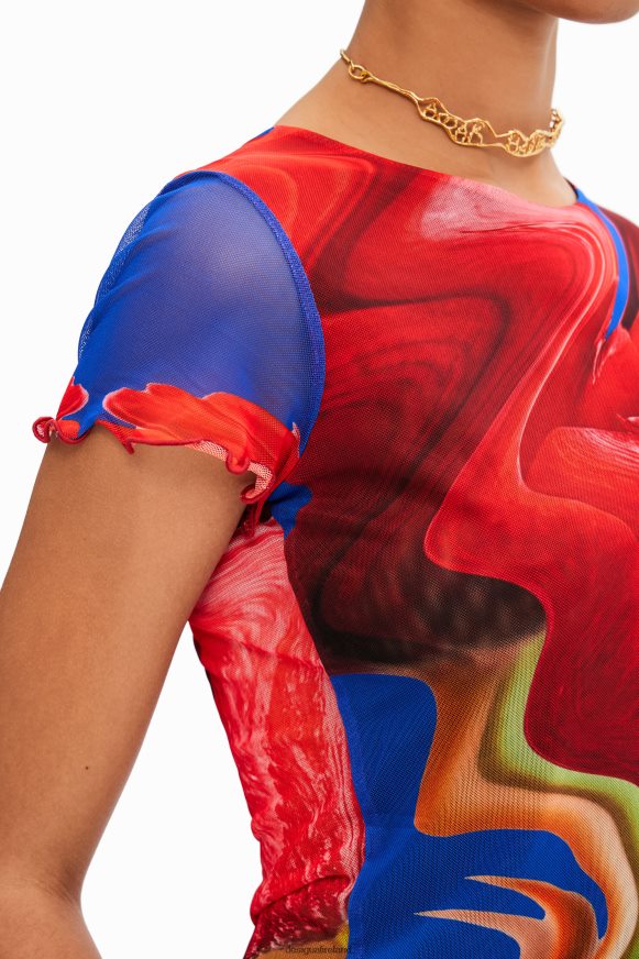 Desigual Women Short marbled tulle T-shirt Clothing PFVZ0B959