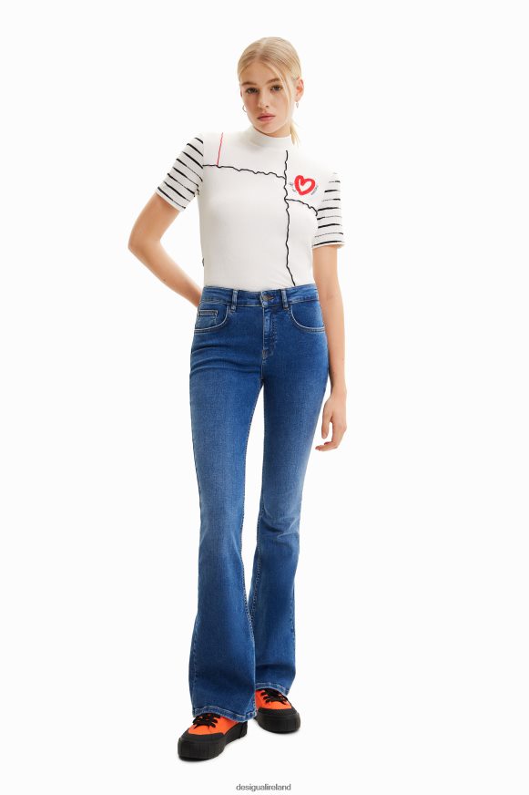 Desigual Women Short ribbed patchwork T-shirt Clothing PFVZ0B969