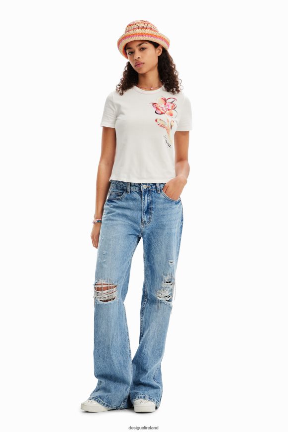 Desigual Women Short-sleeve flower T-shirt Clothing PFVZ0B1168