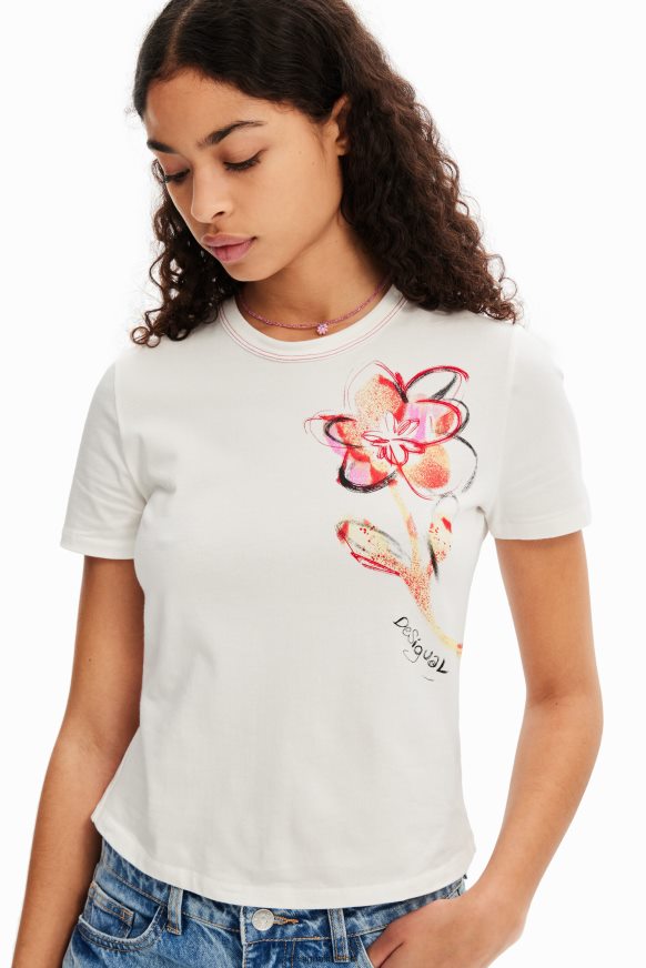 Desigual Women Short-sleeve flower T-shirt Clothing PFVZ0B1168