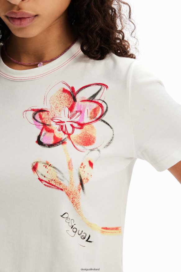 Desigual Women Short-sleeve flower T-shirt Clothing PFVZ0B1168