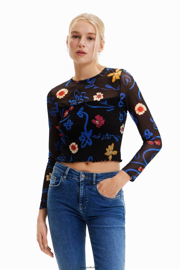Desigual Women Short slim floral T-shirt Clothing PFVZ0B594