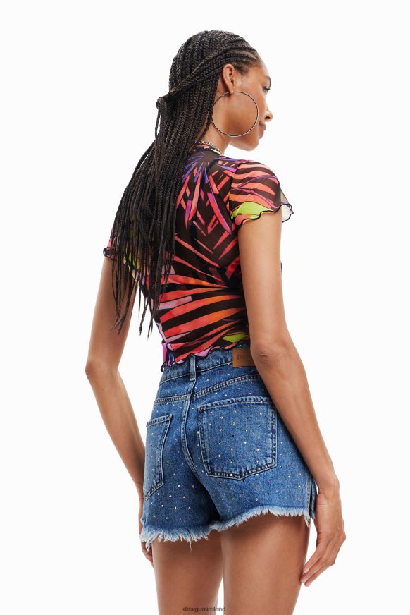 Desigual Women Short tropical tulle T-shirt Clothing PFVZ0B751
