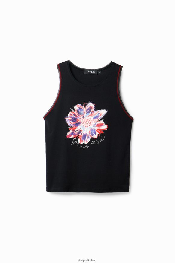 Desigual Women Sleeveless flower T-shirt Clothing PFVZ0B1167