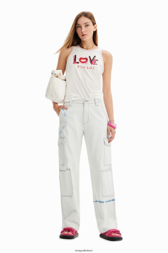 Desigual Women Sleeveless message T-shirt Clothing PFVZ0B872