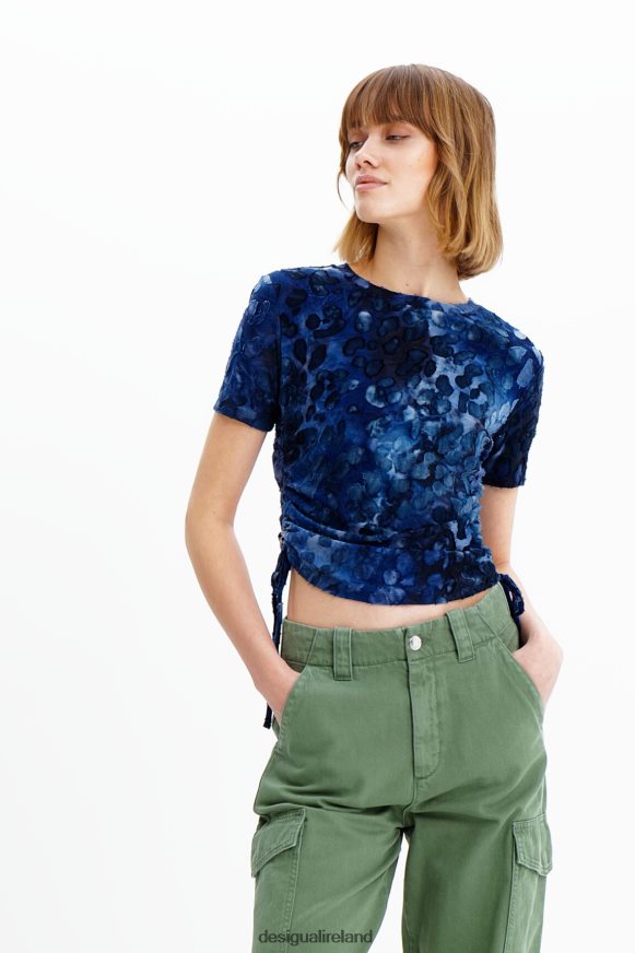 Desigual Women Slim animal print gathered T-shirt Clothing PFVZ0B509