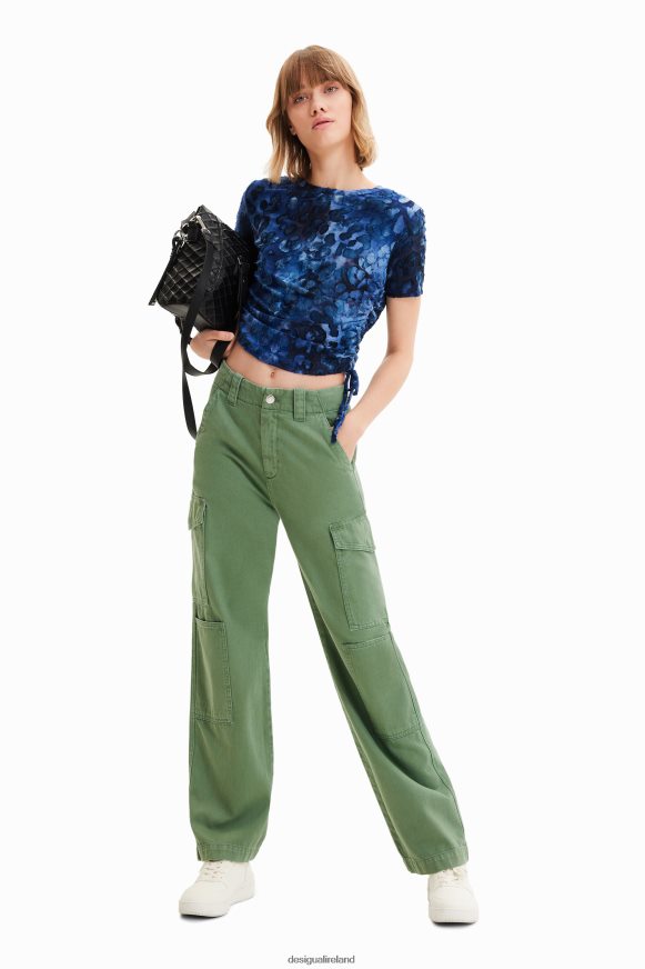Desigual Women Slim animal print gathered T-shirt Clothing PFVZ0B509
