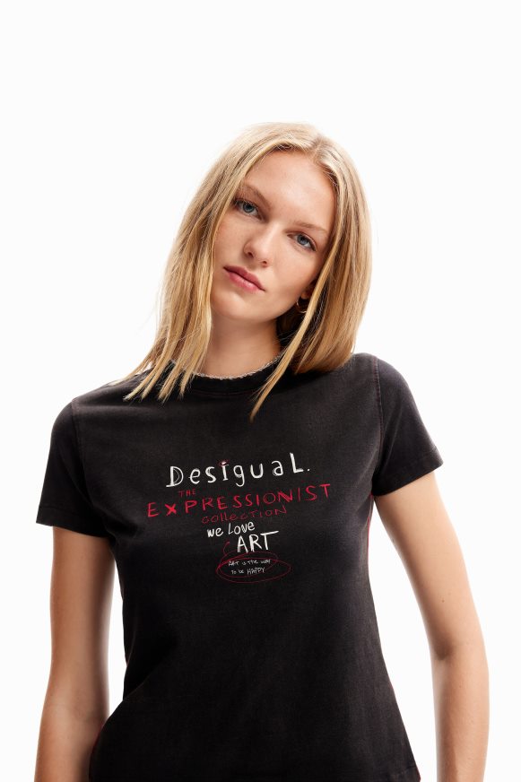 Desigual Women Slim message T-shirt Clothing PFVZ0B227
