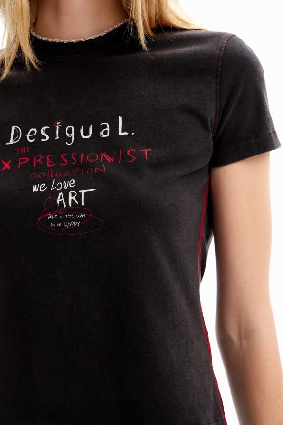 Desigual Women Slim message T-shirt Clothing PFVZ0B227