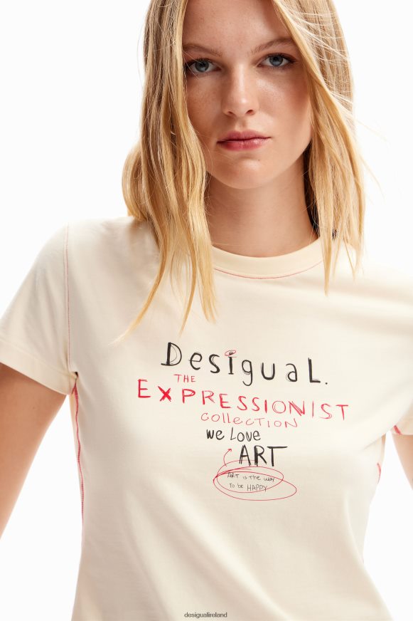 Desigual Women Slim message T-shirt Clothing PFVZ0B826