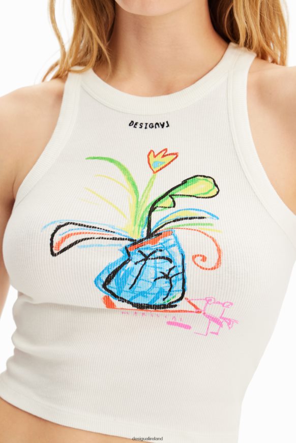 Desigual Women Slim ribbed illustration T-shirt Clothing PFVZ0B580