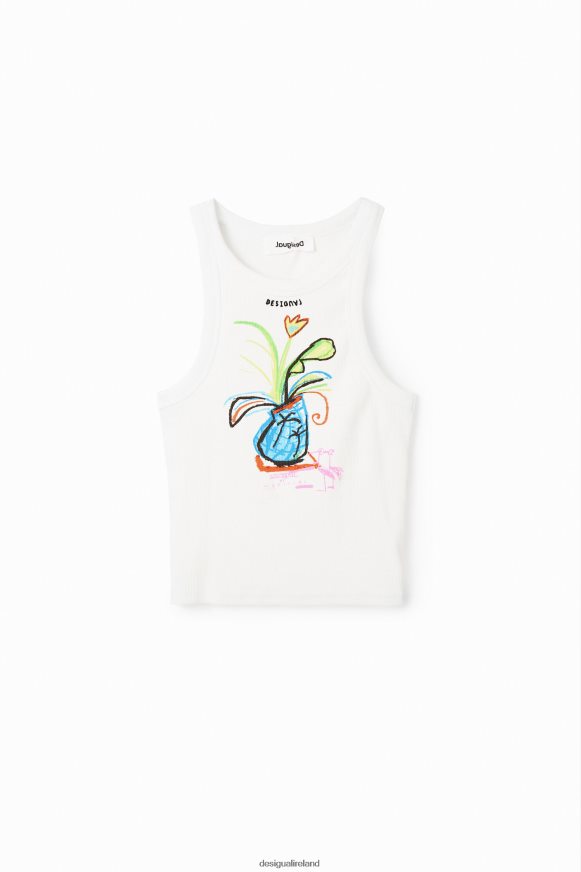 Desigual Women Slim ribbed illustration T-shirt Clothing PFVZ0B580