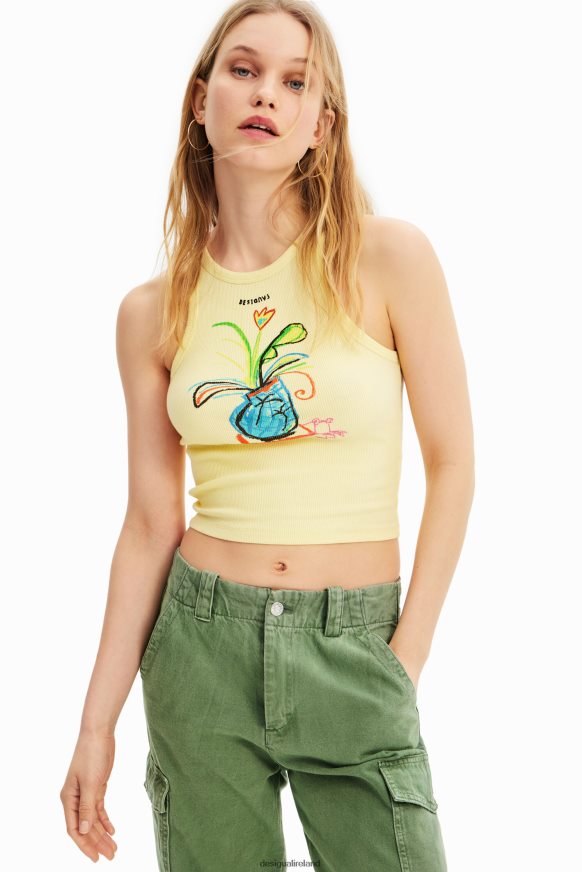 Desigual Women Slim ribbed illustration T-shirt Clothing PFVZ0B752