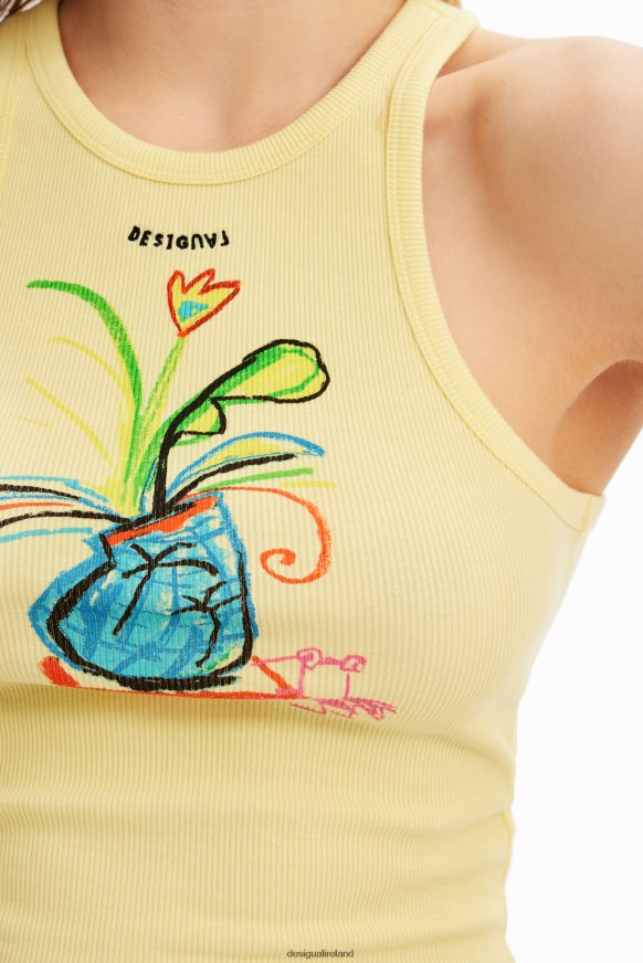 Desigual Women Slim ribbed illustration T-shirt Clothing PFVZ0B752
