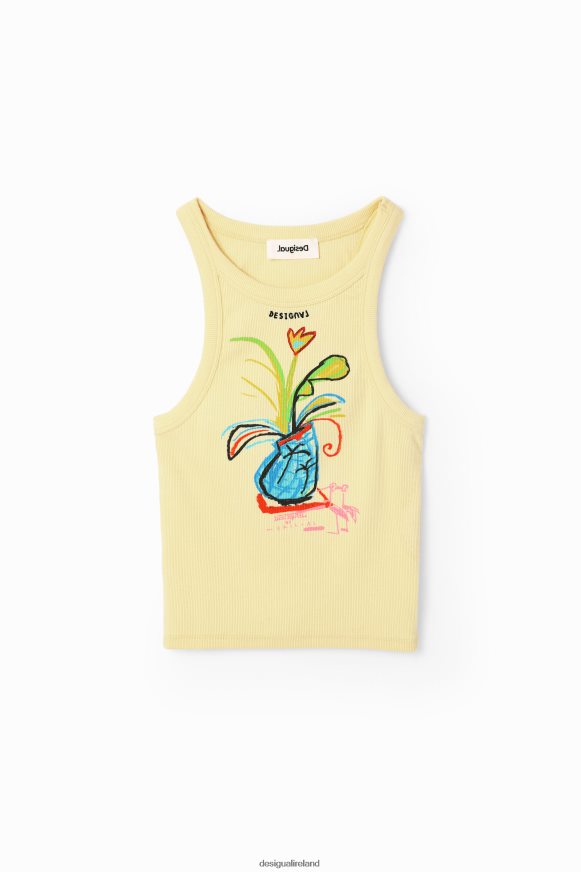 Desigual Women Slim ribbed illustration T-shirt Clothing PFVZ0B752