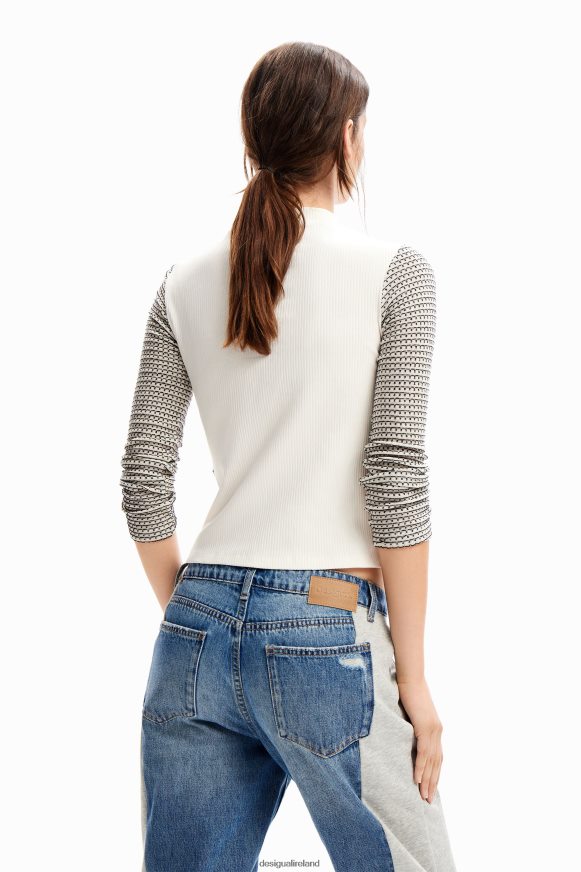 Desigual Women Slim striped patchwork T-shirt Clothing PFVZ0B122