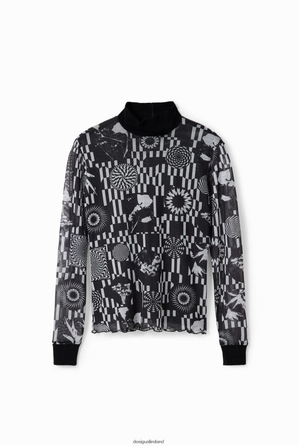 Desigual Women Slim tulle psychedelic T-shirt Clothing PFVZ0B71