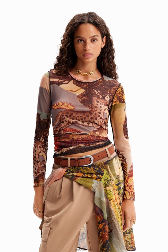 Desigual Women Slim tulle tapestry T-shirt Clothing PFVZ0B109