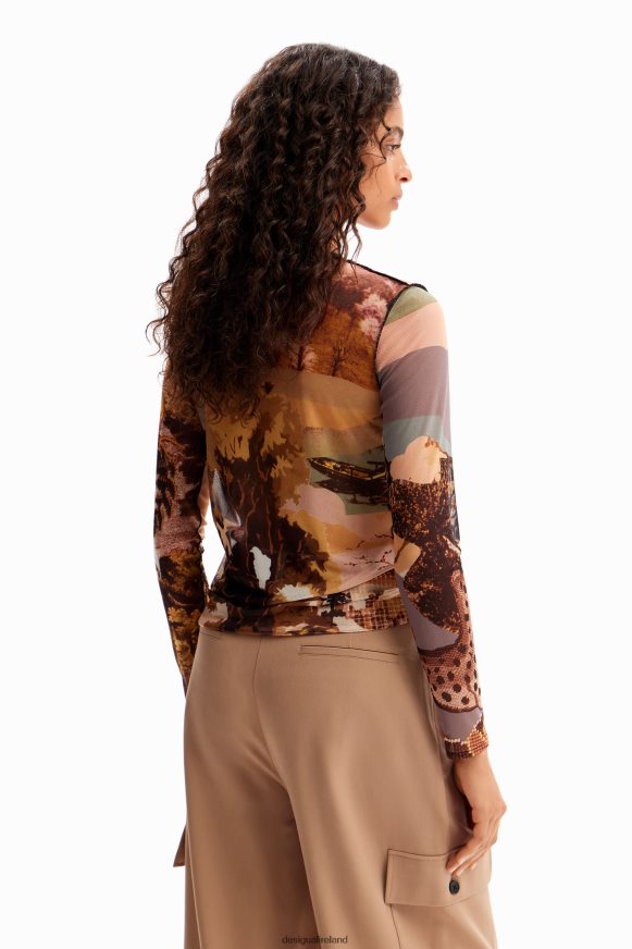 Desigual Women Slim tulle tapestry T-shirt Clothing PFVZ0B109