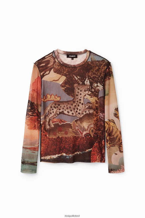 Desigual Women Slim tulle tapestry T-shirt Clothing PFVZ0B109