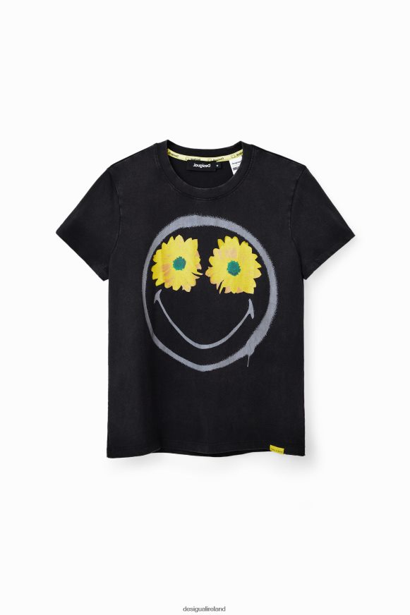 Desigual Women Smiley flowers T-shirt Clothing PFVZ0B1018