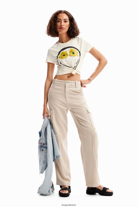 Desigual Women Smiley flowers T-shirt Clothing PFVZ0B944