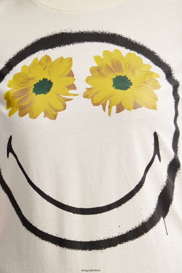 Desigual Women Smiley flowers T-shirt Clothing PFVZ0B944