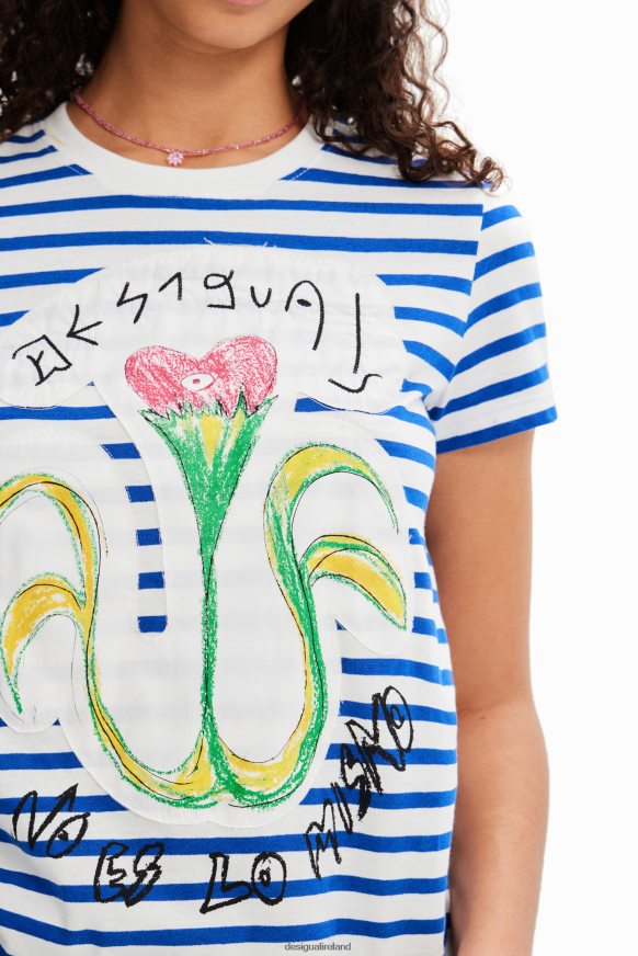Desigual Women Striped arty T-shirt Clothing PFVZ0B951